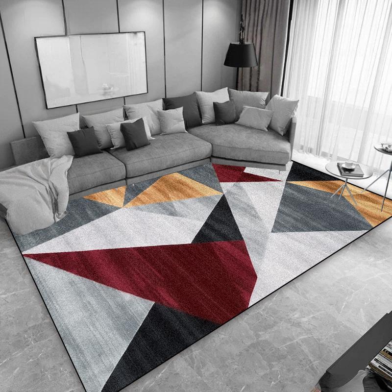 Современные ковры в стиле легкой роскоши для гостиной, геометрический ковер для зоны дивана, большой ковер для украшения спальни, нескользящий коврик для журнальных столиков