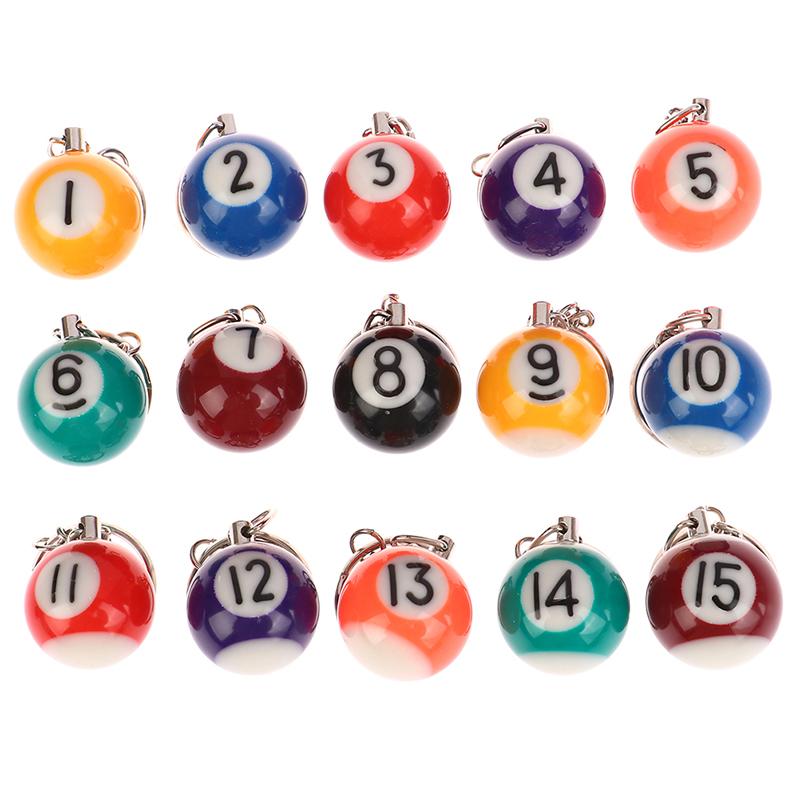 Мини-брелок в форме бильярда, разноцветный брелок для ключей с мячом для бильярда и пула