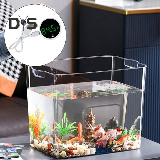 Fish Tank Digital Thermometer LED Display Aquarium Thermometer Cordless Stick-On Design Terrarium Water Temperature Measurement