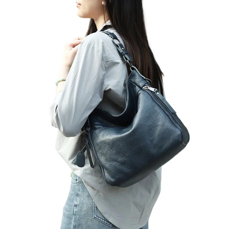 Высококачественная женская сумка из натуральной коровьей кожи класса люкс, универсальная женская сумка большой вместимости через плечо для поездок на работу