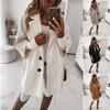Autumn/Winter Fashion Thermal Coat Women's Lapel Button Seven Quarter Sleeve Jacket Pocket Solid Color Commuter Style