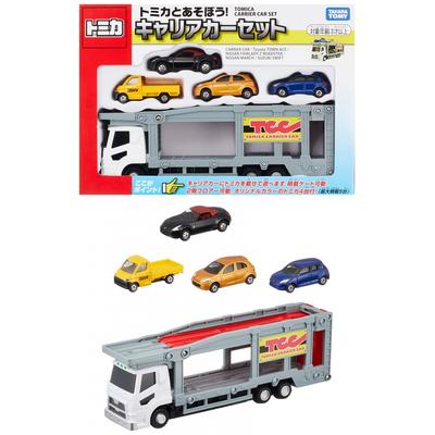 TAKARA TOMY "Подарочный набор Tomica Let's play with Tomica Carrier Car Set" Мини-машинка для детей от 3 лет и старше. Стандарты безопасности игрушек прошли сертификацию ST Mark.