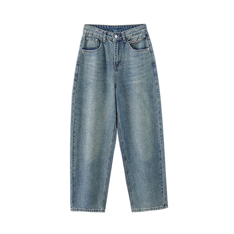 Женские весенние новые свободные облегающие широкие брюки с драпировкой длиной до пола из денима