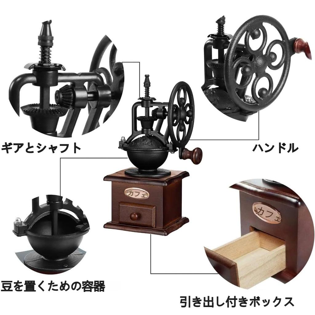 ESTVLB Кофейная деревянная ручная кофеварка с ручным управлением Антикварная ручная кофеварка Керамическая регулируемая простая в использовании кофеварка Мельница, молоть, измельчать, измельчать, ступка, измельчать, чистить,