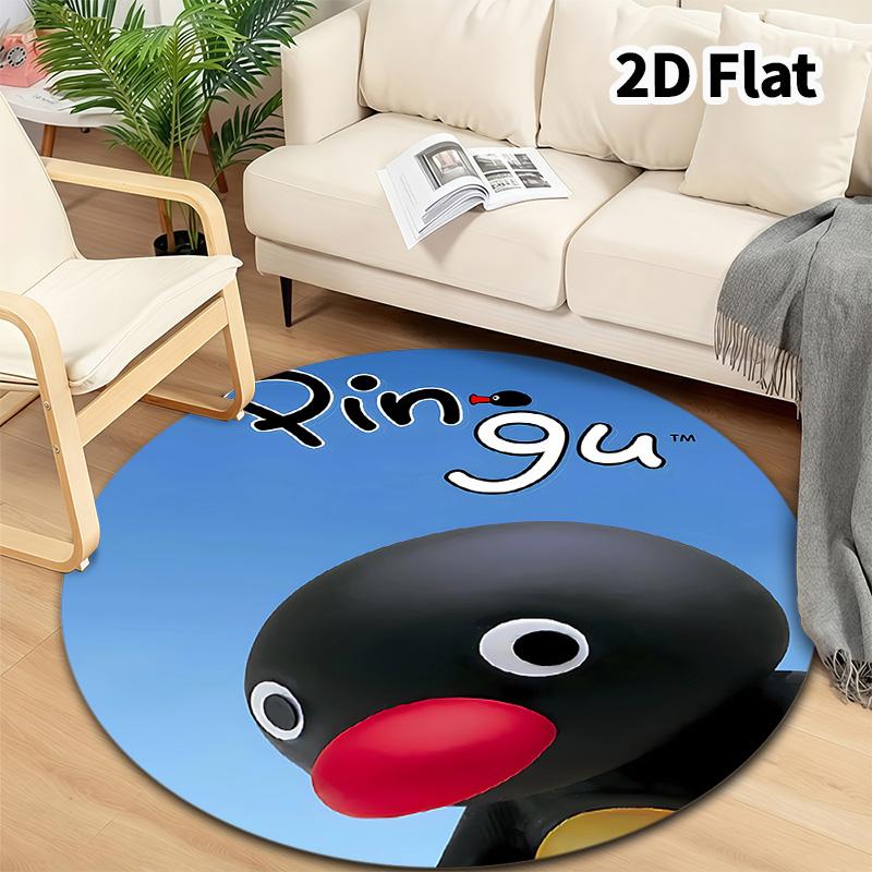 Pingu Round Area Rug Carpet Rug For Living Room Bedroom Sofa Playroom Decor Nonslip Floor Mat