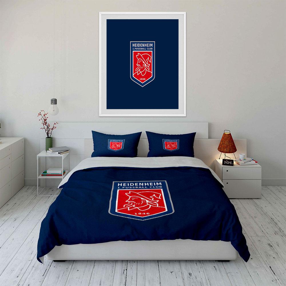 Heidenheim FC Emblem Design Bedding Duvet Cover Set Duvet Cover Pillowcases (1*Duvet Cover 2*Pillowcases, without duvet insert)