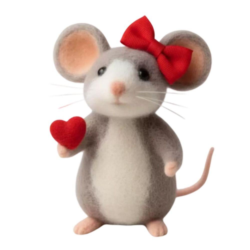 Wool Felt Valentine's Day Felt Mouse Mini Size Valentines Day Decor Mouse Ornaments Wedding Decor