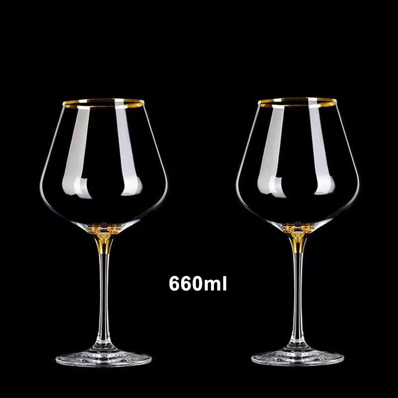 Европейский 660 мл Роскошный Золотой Бордовый Стеклянный Винтажный Винный Бокал Бокалы для Шампанского Бокал Стеклянный Стакан Набор Чашек Хрустальные