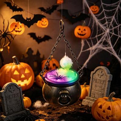 Mystical Halloween Cauldron Colorful Lighted Cauldron Spooky Witch Cauldron  Halloween