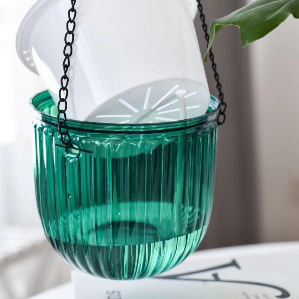 Садовое украшение Самополивающийся цветочный горшок Растение с цепью Подвесные цветочные горшки Круглые с дренажными отверстиями Комнатный цветочный горшок