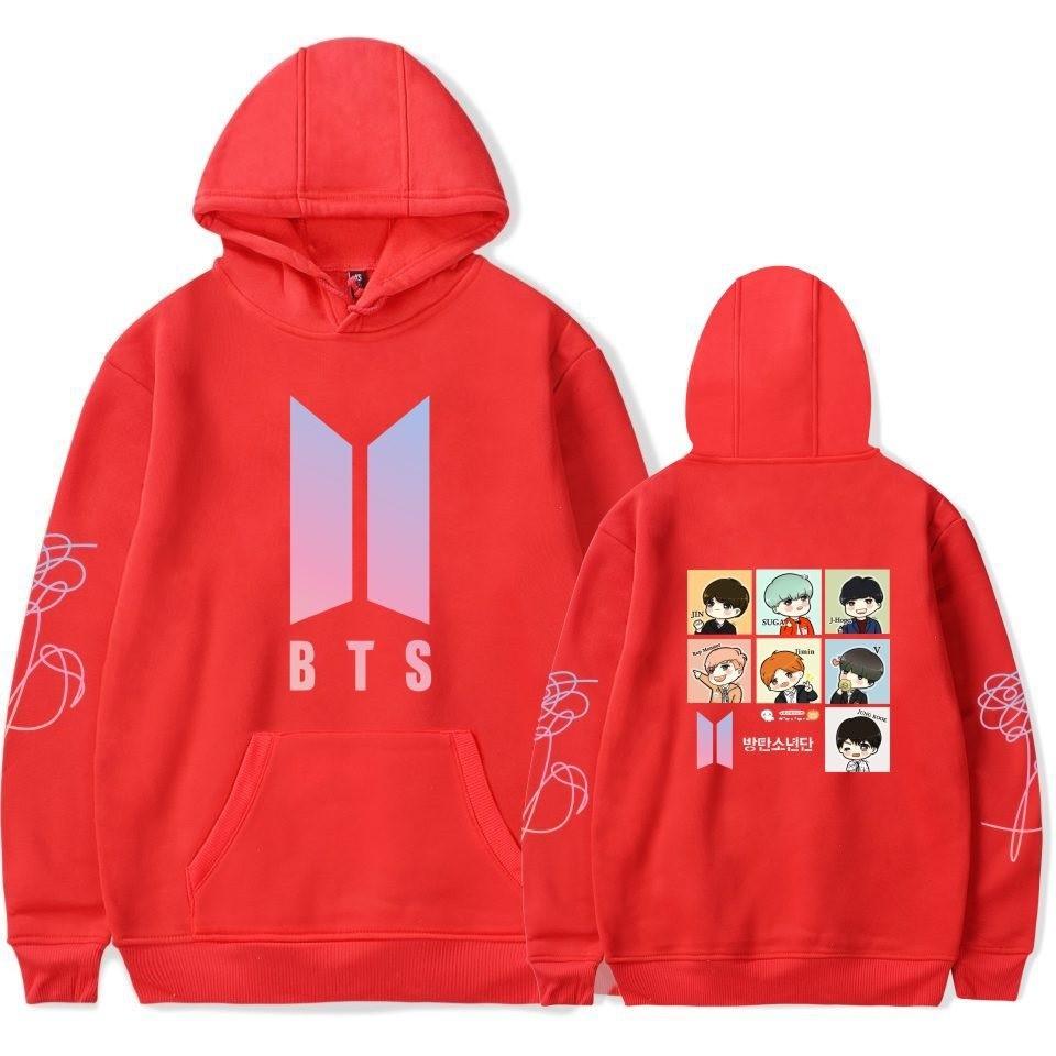 Bts Hoodie With Embroidered Graphic Cotton Fleece For Youth Casual Wear