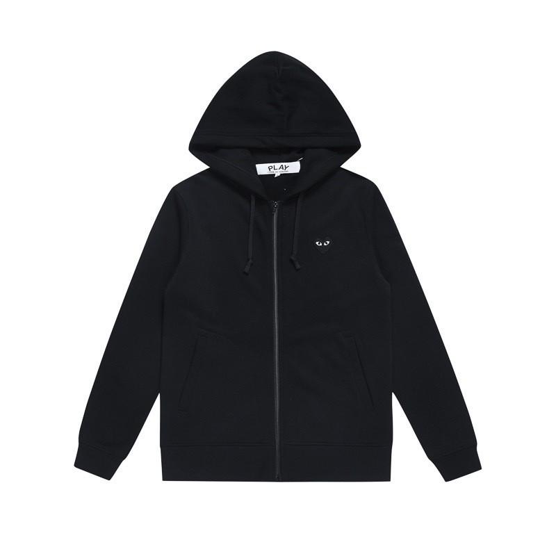 Black Heart Print Hooded Sweatshirt Women Men Fall Winter Loose Fit Cotton Pullover With Pocket