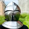 Средневековый стальной шлем 18GA, закрытый шлем, рыцарский, носимый, доспех, шлем, Рождество