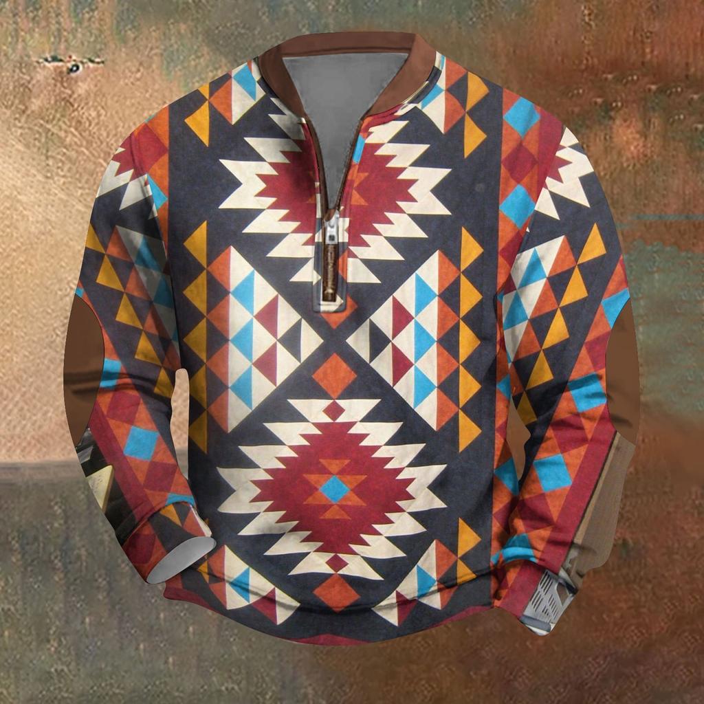 Мужская повседневная толстовка в стиле ретро с градиентным принтом