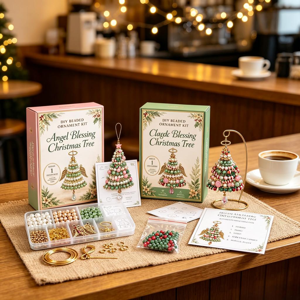 DIY Christmas Tree Beaded Ornament Kit Hand‑make Hanging Pendant with Crystal Tassel for Xmas Tree Holiday Home Party Decor