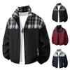 Men's Casual Color-blocked Two-sided Jacket, Men's Loose Patchwork Checkered Jacket