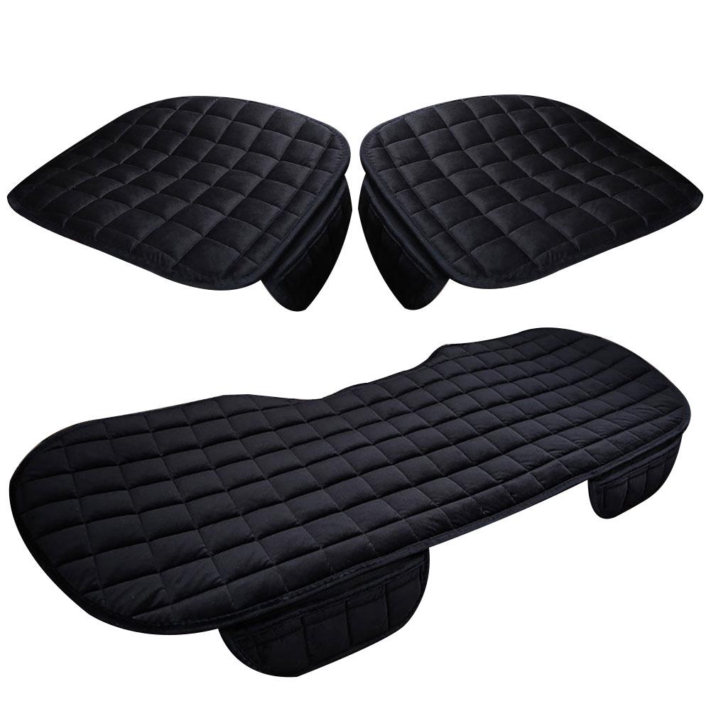 Cars Auto Parts Seat Car Cover Cushion Warm Set with Storage Pocket Anti-Slip 3Pcs Plush Winter