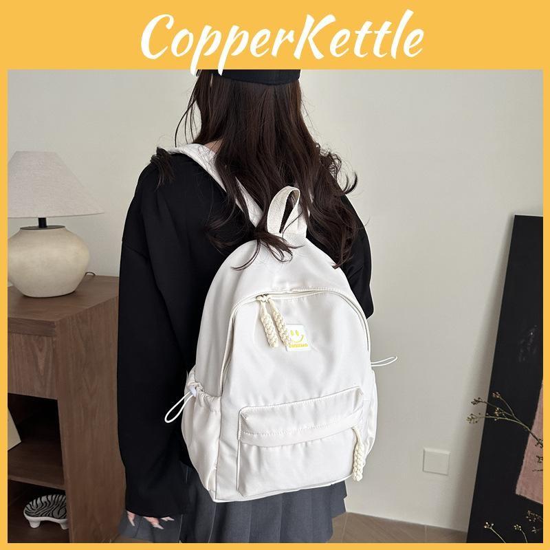 Smiling Pattern Face Solid Color Backpack Oxford Schoolbag For Daily Fashion Use