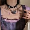 Crystal Butterfly Pendant Necklace Belt Twined Women Accessory Punk Gothic Metal Choker Ladies