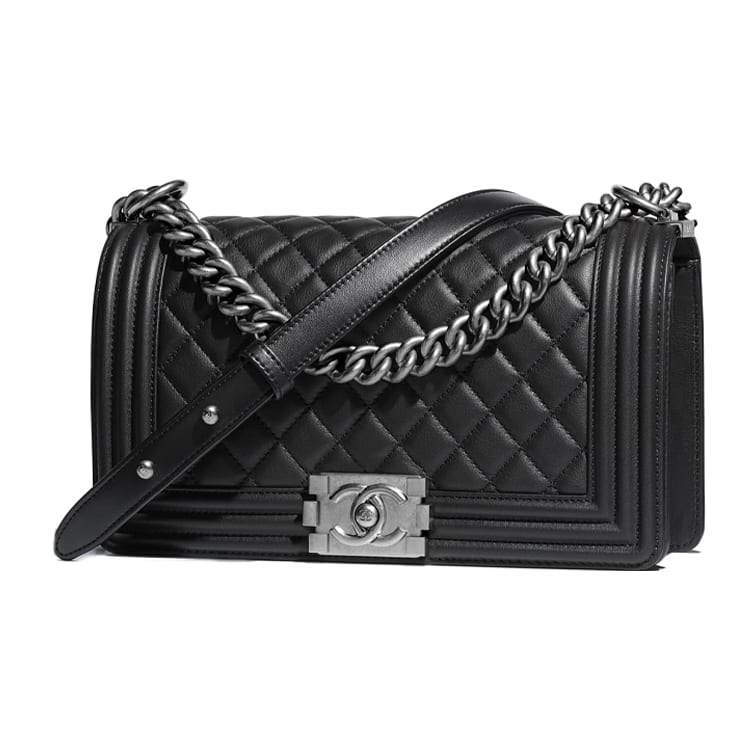 CHANEL Leboy Calfskin Shoulder Bag, Crossbody Bag Medium Unisex Black A67086-Y09953-94305