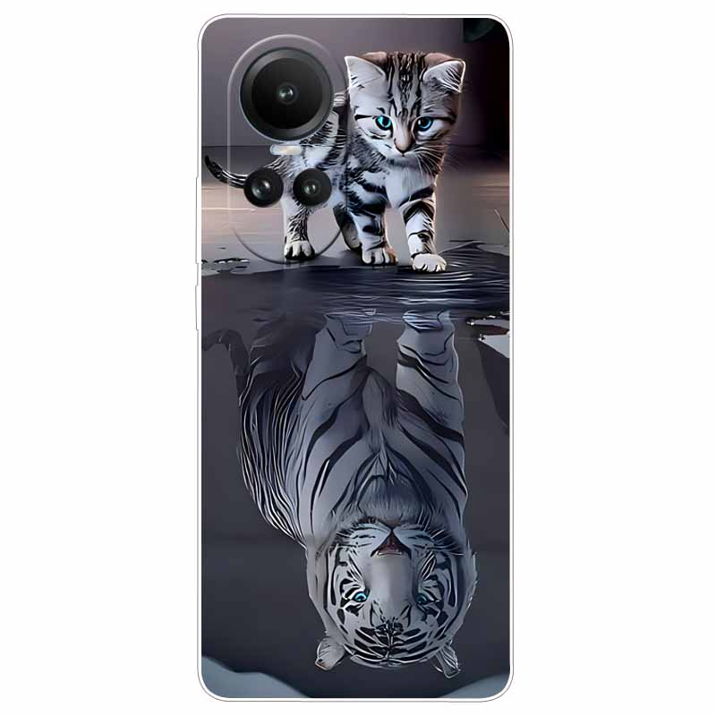Чехол для Oppo Reno 10 5G CPH2531 Силиконовый Расписной Кот Животные ТПУ Мягкий Мраморный Coque для Oppo Reno10 Pro 5G CPH2525 Чехол для Телефона