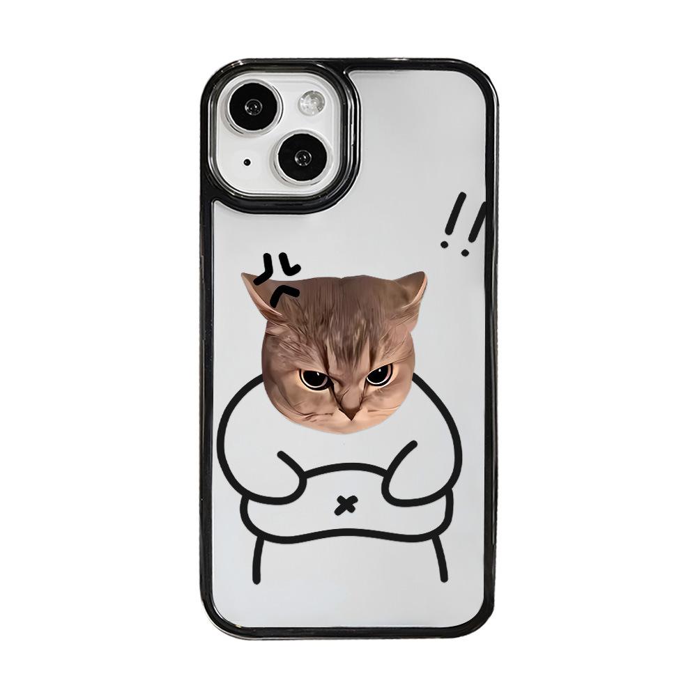 Подходит для iPhone17Pro большой живот котенок акриловый чехол для мобильного телефона Apple 16 большое отверстие 15 дюймов ветер прозрачный