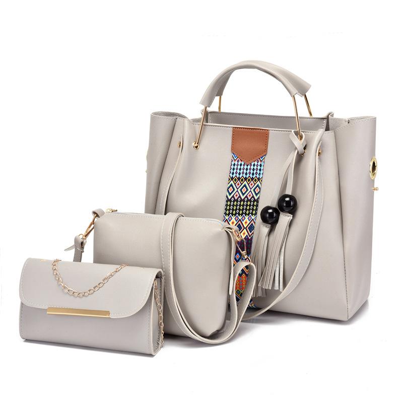 Новая женская сумка модный набор из трех предметов, сумка «мать и дитя» контрастного цвета, портативная наплечная сумка-мессенджер, сумка-ведро с цветной вставкой.