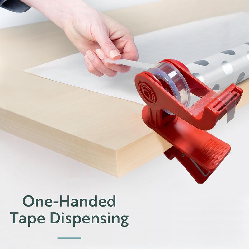 Tape Dispenser Desk,Wrapping Cutter With Clip - 360 Degree Rotating Tape Cutter - For Home School Workshop Classroom Warehouse