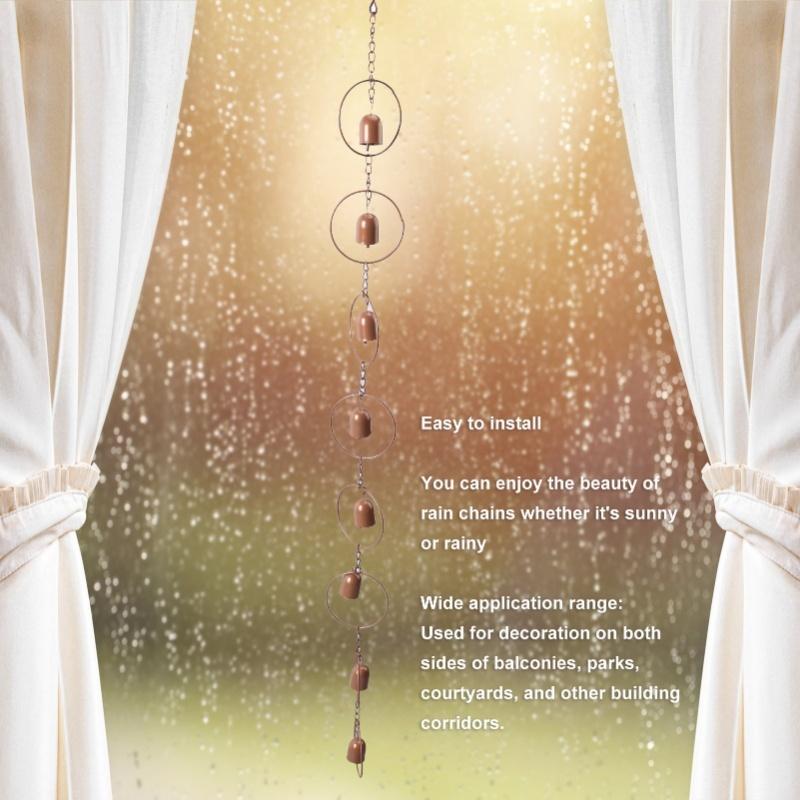 120CM Decorative Rain Chain, Bell Shaped Hanging Chime, Creates Soothing Water Sounds, for Gutter Drainage, Parks, Courtyard