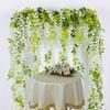 Hot 2M Wisteria Artificial Flower Vine Wreath Wedding Arch Decoration Fake Plant Leaf Rattan Trailing Fake Flower Ivy Wall