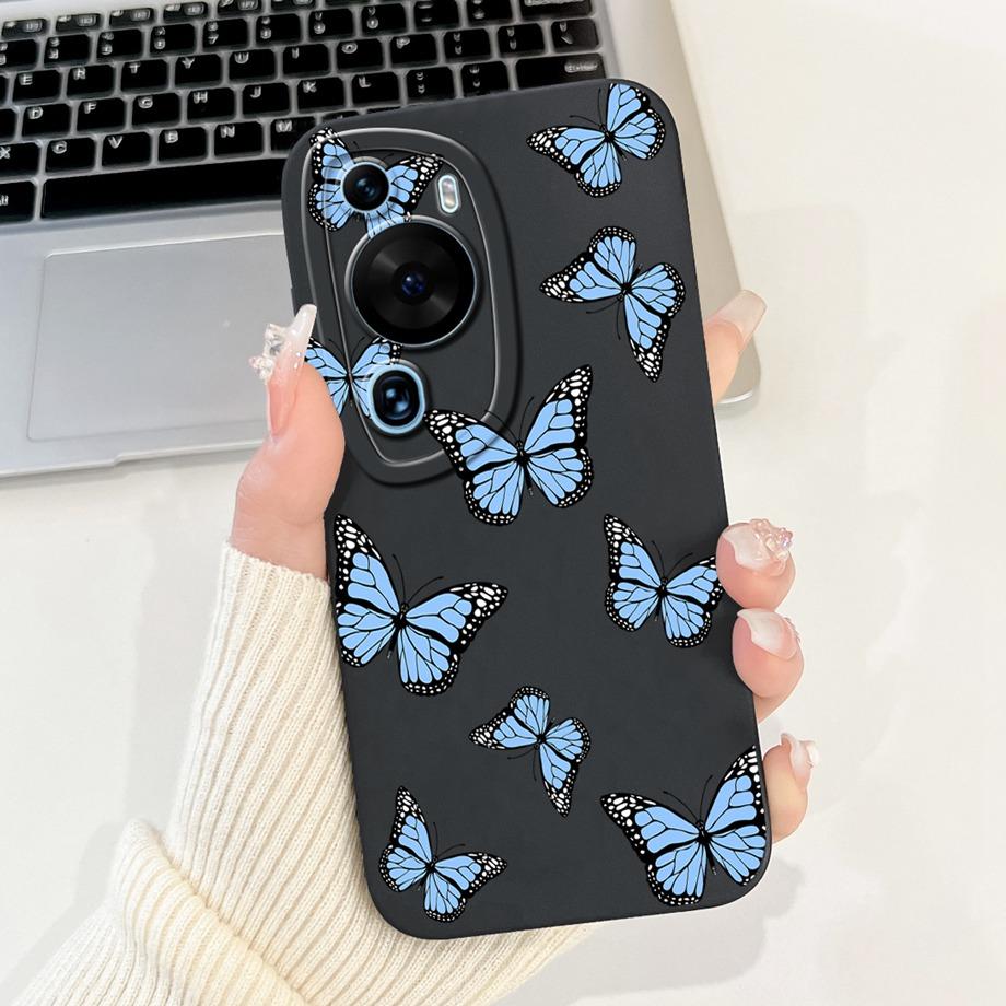 For Huawei P60 Art P60 Pro HuaweiP60 Case Cover Soft Silicone TPU Flower Butterfly Girly Fashion Painting Bumper Fundas