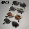 4PCS New Fashion Glasses Metal Frame Decorative Glasses for Parties Weddings Music Festivals