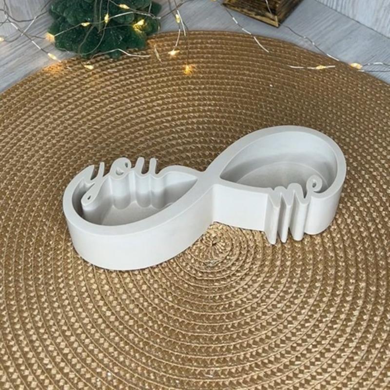 Eternal Love Candle Cup Concrete Cement Molds you and me Ornament Aromatherapy Gypsum Plaster Mould Candle Holder Silicone Mold