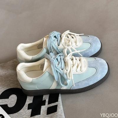 Модная новая женская обувь Весна и Осень Ретро Повседневная Спортивная На плоской подошве Нескользящая обувь Цветовая блокировка Шнуровка Кеды