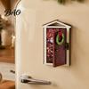 Holiday Fridge Magnet Elf Door with LED Light, Wooden Christmas Decor Refrigerator Magnet, Openable Mini Magnetic Decoration for Magnets