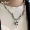 Goth Irregular Thorns Chain Necklace Harajuku Unisex Star Cross Collar Necklaces Grunge Egirl Choker Necklace for Men Jewelry