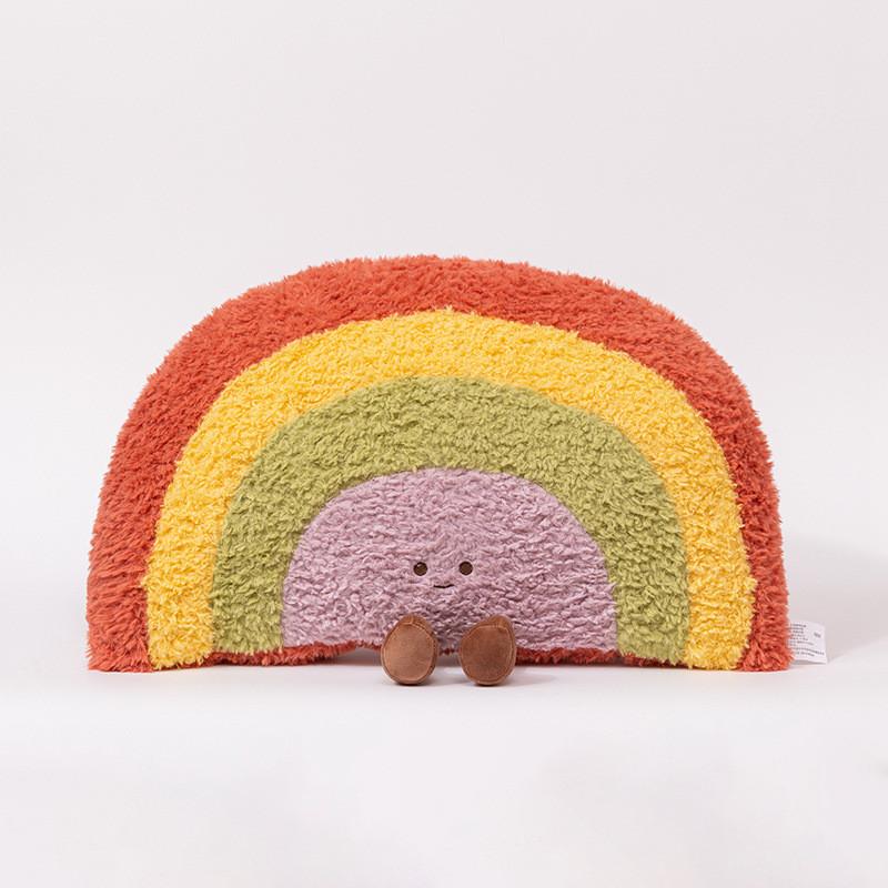 Rainbow Pattern Plush Cushion With Bright Colors For Girls Room And Cozy Spaces