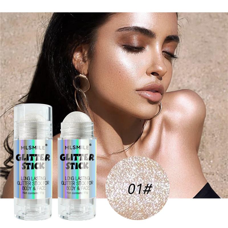 Крем-хайлайтер с бриллиантовыми блестками Pearl Fine Flash для лица Natural 3D Contouring Full Body Highlight Stick Cosmetic Tool