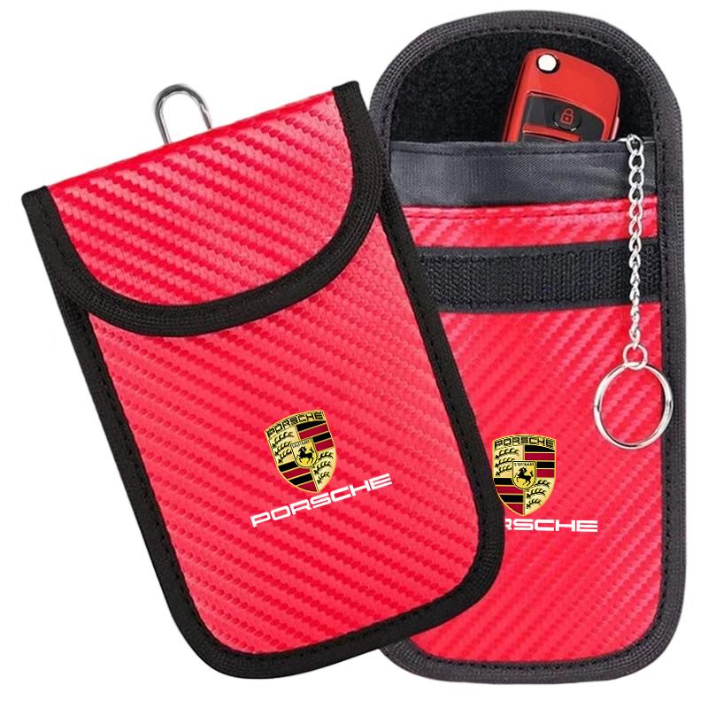 Car Key Case Signal Blocker Bag RFID Shielding Pocket for Porsche 718 Cayenne Panamera 911 Macan Taycan Cayman Boxster Sticker UA7