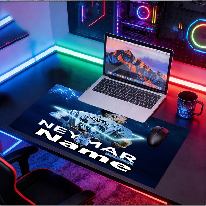 Custom Name Personalized Neymar Jr Pattern Mousepad, Laptop PC Desk Mat, Decorative Desk Mat for Home Keyboard Pad Gift