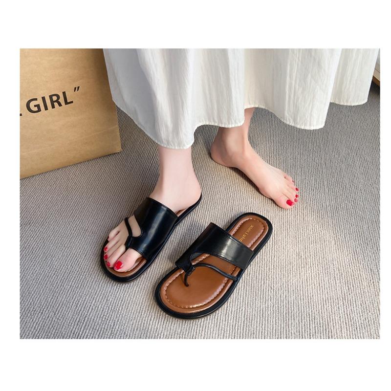 Модные сандалии женские на плоской подошве One Word Soft Bottom повседневные тапочки для улицы корейская пляжная обувь