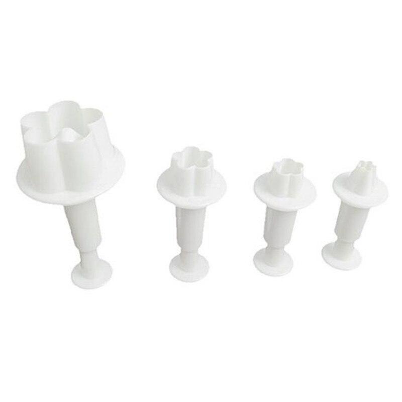 4Pcs/Set Plum Blossom Flower Plunger Fondant Cutter Sugarcraft Cake Decorating Tools DIY Cookie Stamper Baking Accessories