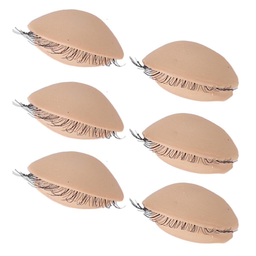 3 пары манекен-головок с веками и ресницами для обучения наращиванию ресниц, пересадка кожи