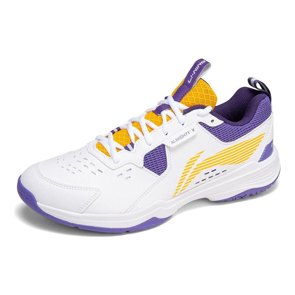 Li Ning Ace V Коллекция Амортизация Скольжение Устойчивость к истиранию Низкие Бадминтонные Кроссовки Унисекс Белый Фиолетовый AYTT001-4