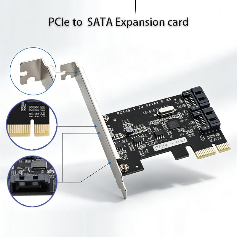PCIE SATA Expansion Card PCI-E to Sata3.0 Adapter Plug and play PCI-E Riser Card Adapter Extender PCIe Converter JMB582 chip PCI-E Sata Adapter 6 Gbps