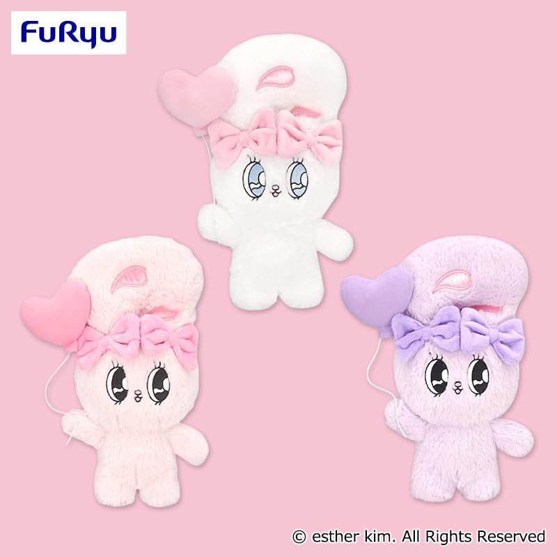 Esther Bunny Heart Balloon Plush Toy, 3 Types, Approx. 25cm (Pink)