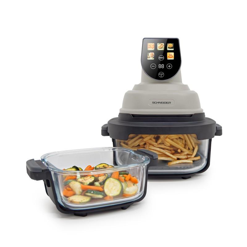 Schneider - Crispi - Or - Beige - Friteuse à Air Panoramique - 1500w - 2 Bacs Verre