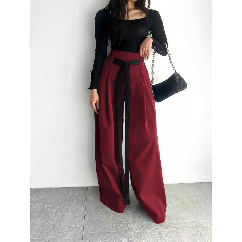 Suit Wide Leg Pants Advanced Sense of Solid Color Temperament Commuter Slim Pants Woman