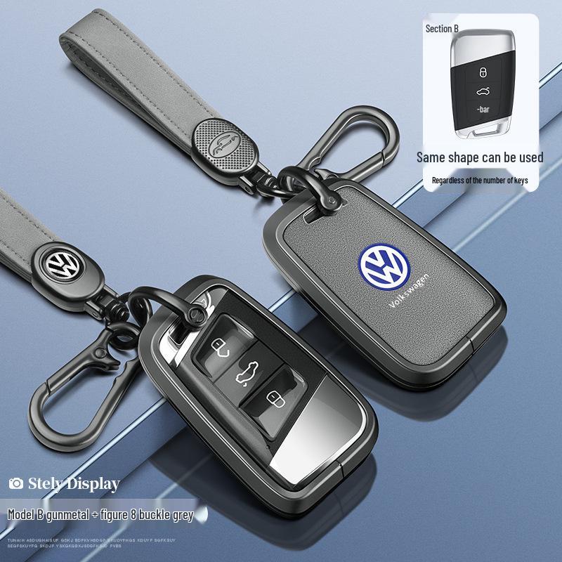 Складной ключ-брелок Volkswagen стиль B с кнопкой запуска для Tayron, Tuyue, Teramont X, Tiguan X - Полное покрытие, Невыдвижной