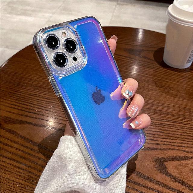 Gradient Rainbow Laser Phone Cases For Iphone 13 11 12 Pro Max Xs Max Xr X 7 8 Plus 13 Pro Transparent Soft Clear Acrylic Cover